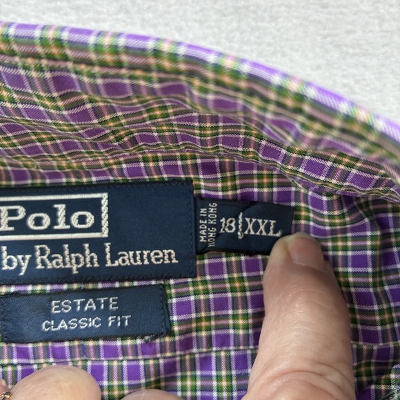 Polo By Ralph Lauren Estate Classic Fit Dress Shirt Men's Size 18 XXL Multicolor - Picture 6 of 16